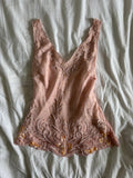 Vintage Y2K silk baby pink sequin and beaded top