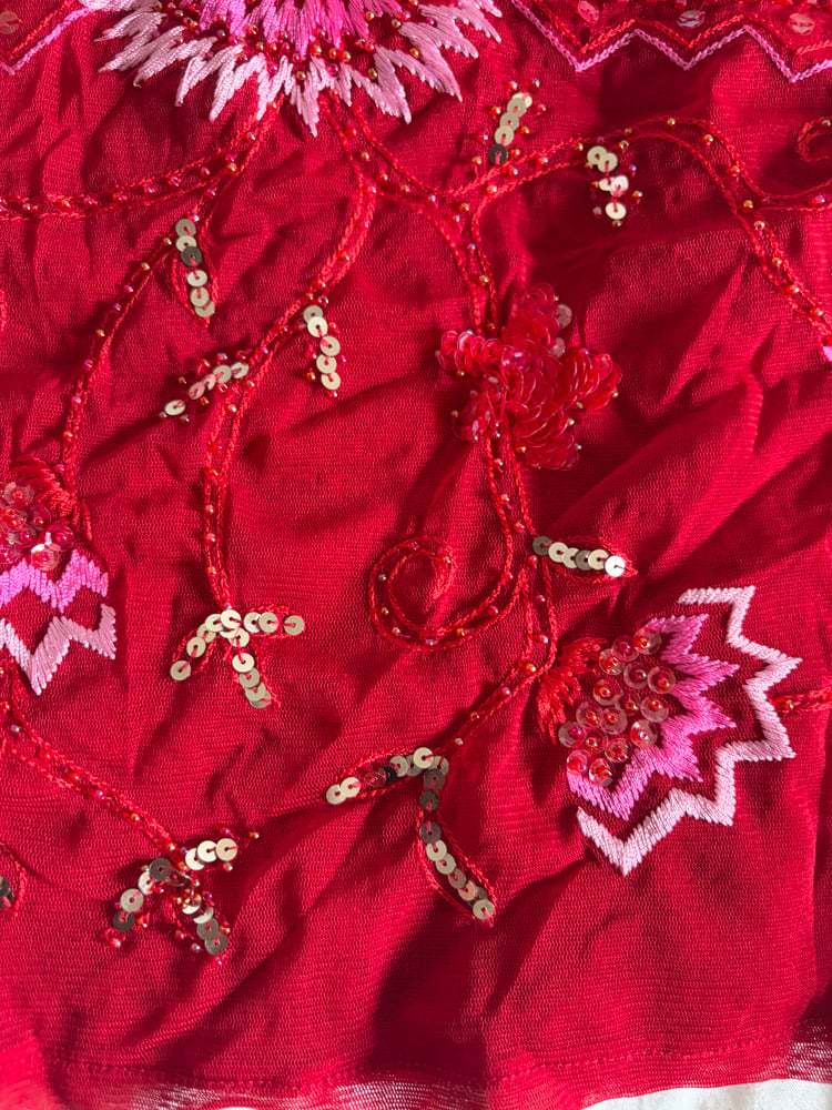 Vintage Y2K red embroidered and sequin cami