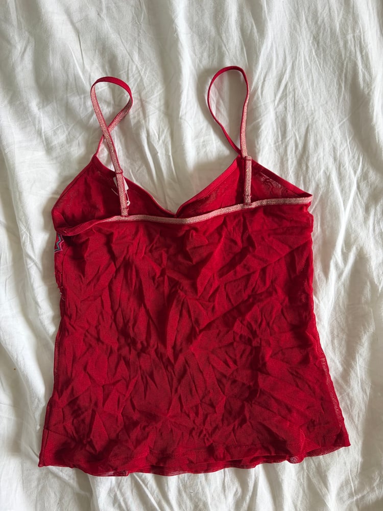 Vintage Y2K red embroidered and sequin cami
