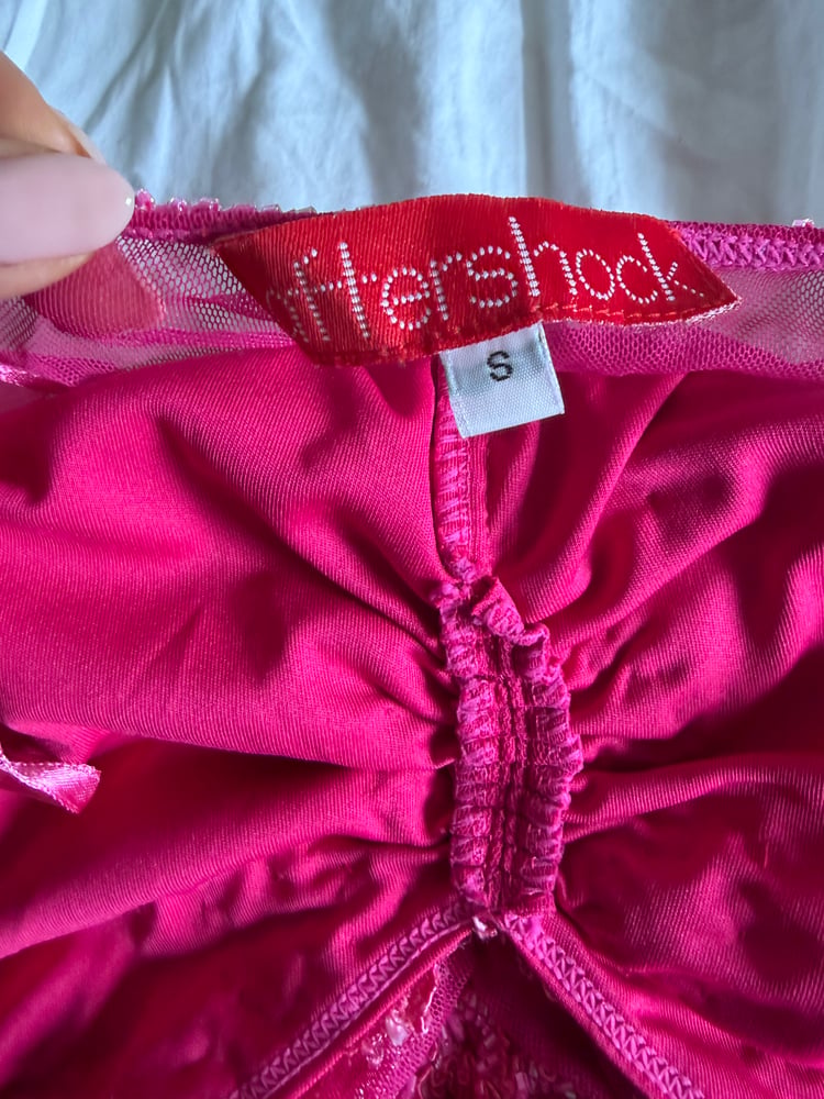 Vintage Y2K Aftershock hot pink beaded and sequin halter neck cami