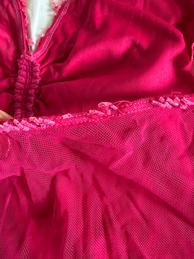 Vintage Y2K Aftershock hot pink beaded and sequin halter neck cami