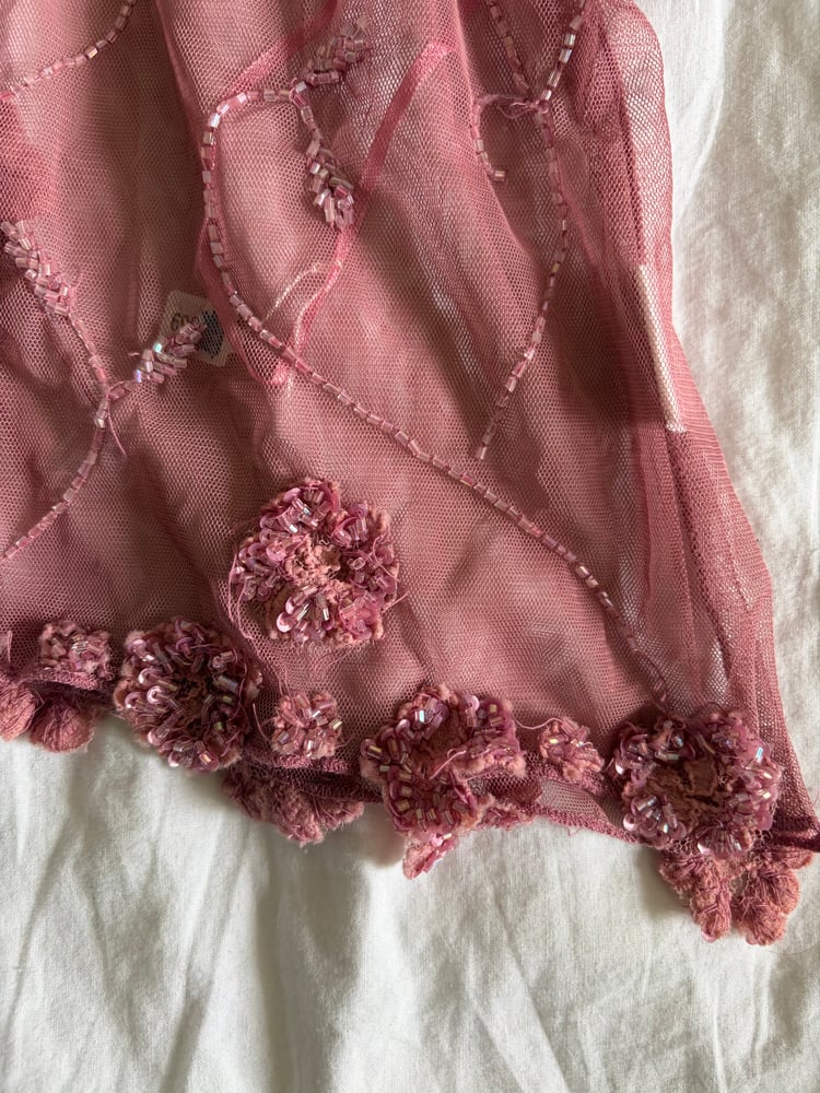 Vintage Y2K rare Pilot dusty pink beaded and sequin halter neck cami
