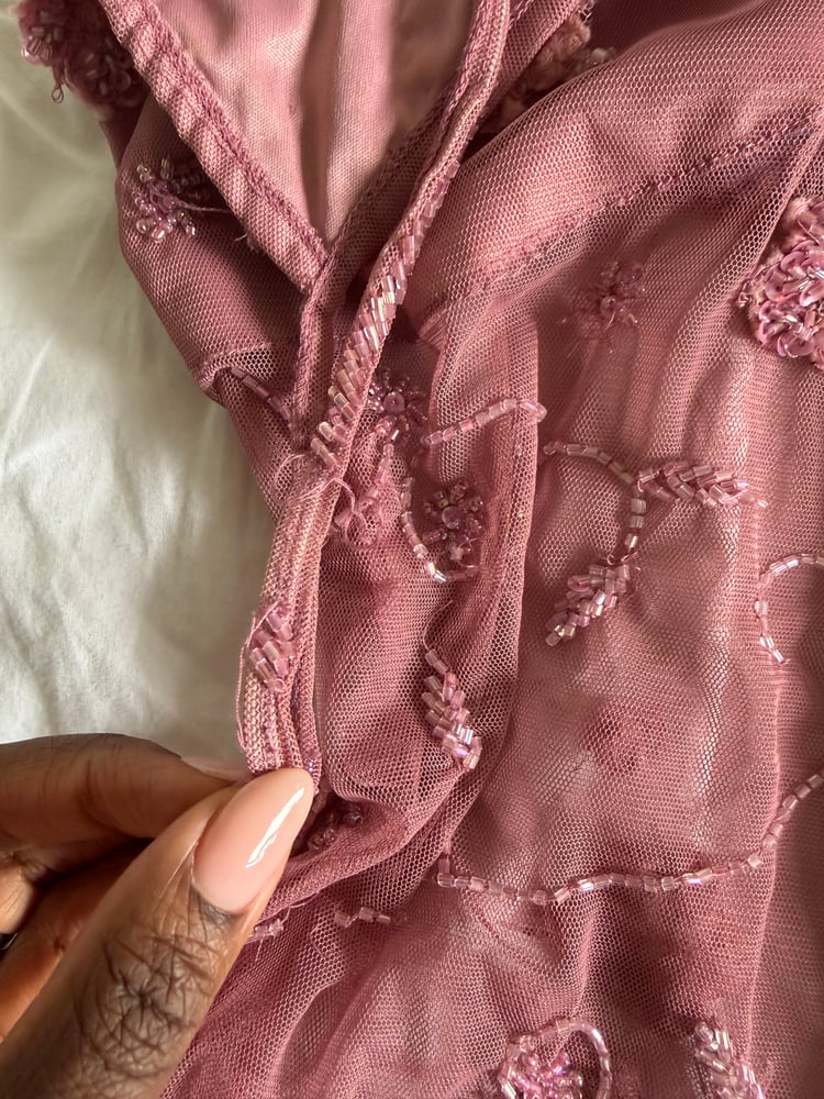 Vintage Y2K rare Pilot dusty pink beaded and sequin halter neck cami