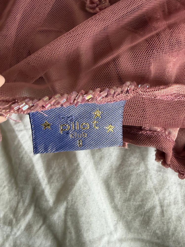 Vintage Y2K rare Pilot dusty pink beaded and sequin halter neck cami