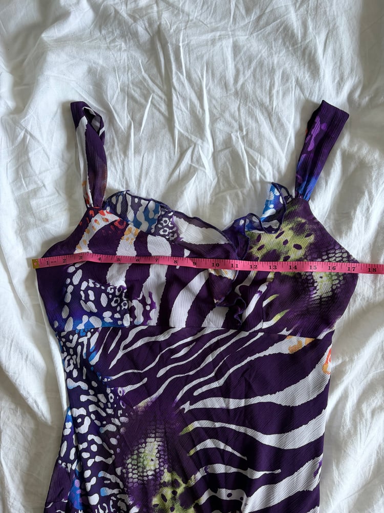 Vintage Y2K purple and animal print fairy tie back dress