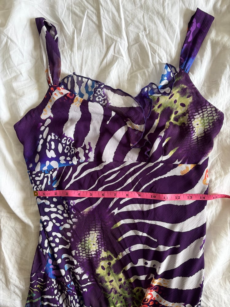 Vintage Y2K purple and animal print fairy tie back dress