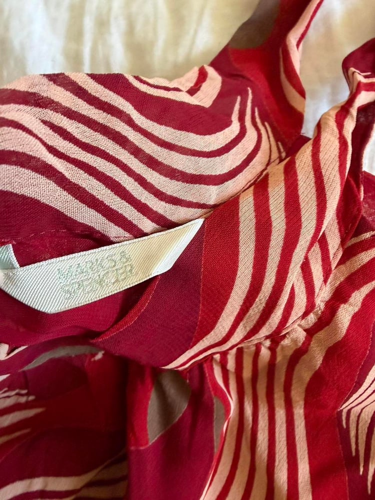 Vintage Y2K red and pink swirl halter neck top