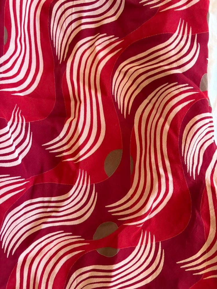 Vintage Y2K red and pink swirl halter neck top