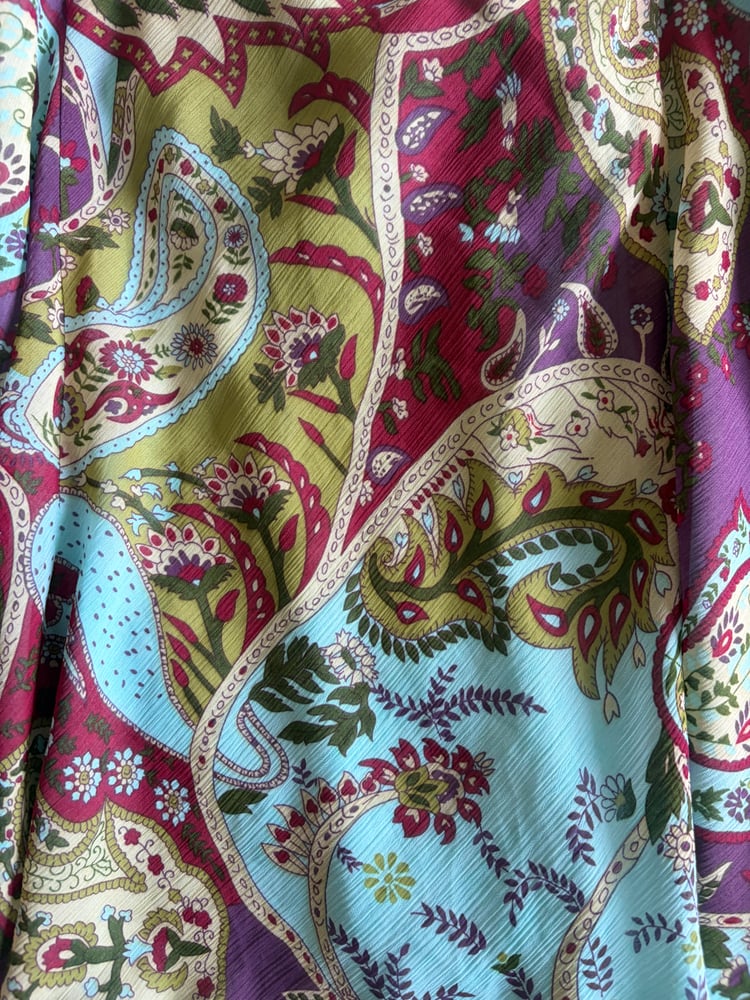 Vintage Y2K paisley knot bust fairy cami with double ruffle hem