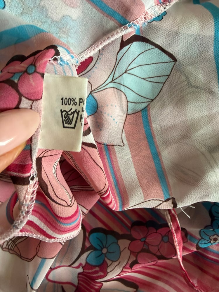 Vintage Y2K floral pink and blue tie back babydoll cami