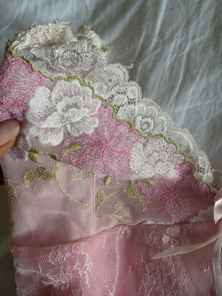 Vintage Y2k pink babydoll style fairy mini dress with sparkly embroidered bust