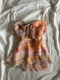 Vintage Y2K striped pastel knot bust cami with double hem 2