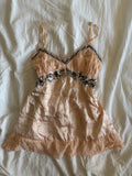 Vintage Y2K peachy pink silk cami with sequin bust detail