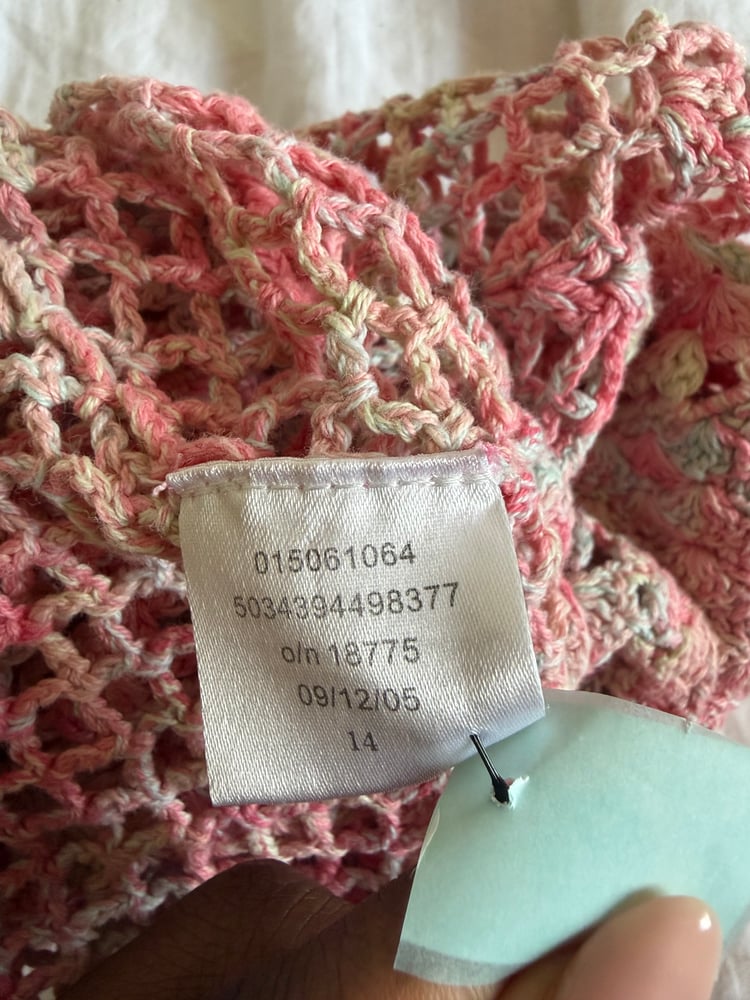Vintage Y2K 2005 Jane Norman pink crochet halter neck cami
