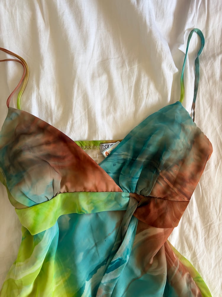 Vintage Y2K forest fairy tie dye brown green and blue cami