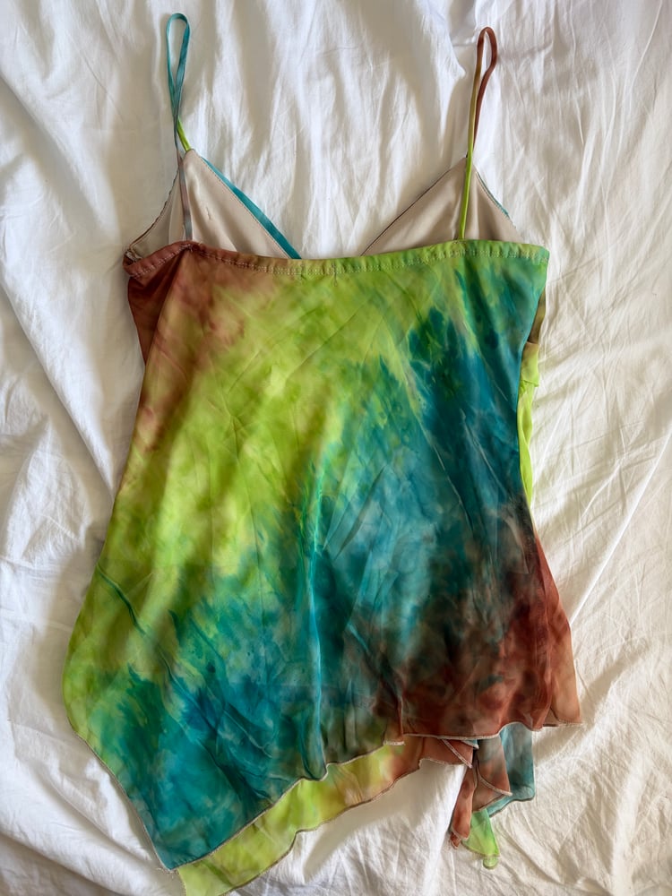 Vintage Y2K forest fairy tie dye brown green and blue cami
