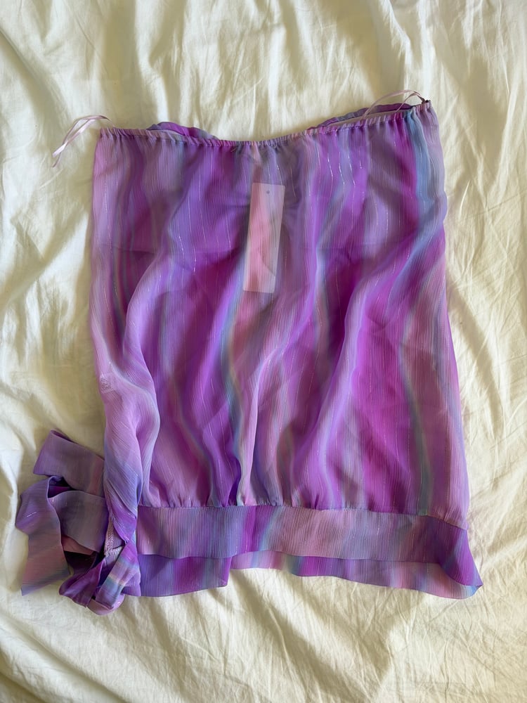 Vintage Y2K 2000s deadstock purple mermaid ruched bust halterneck cami with side tie detail