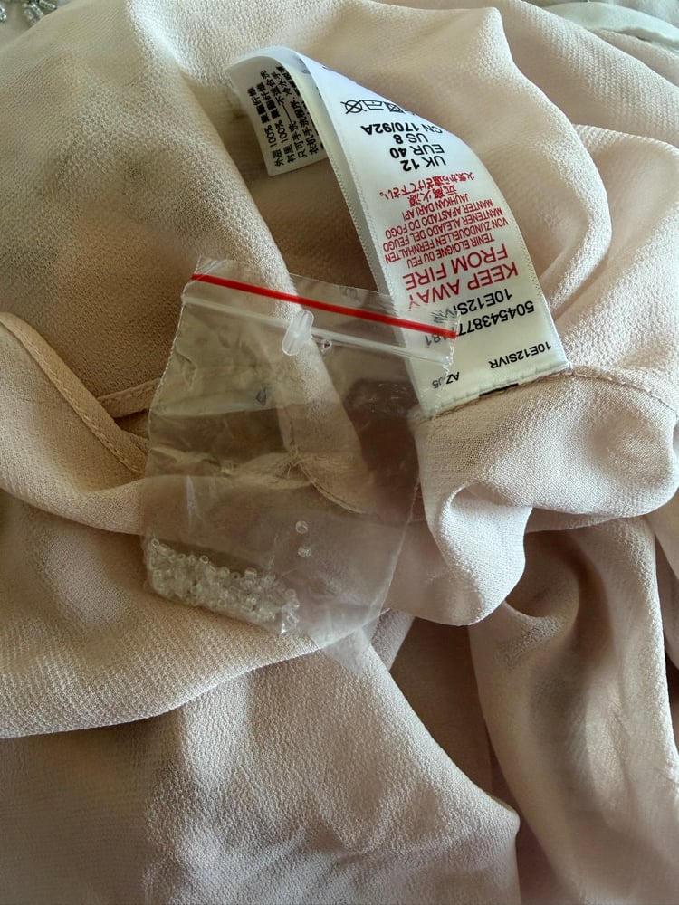Asymetrical hem pastel sequin and beaded dress with key hole back