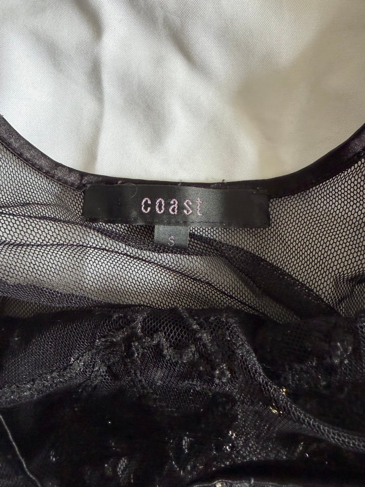 Vintage 1990s black mesh sequin vest top