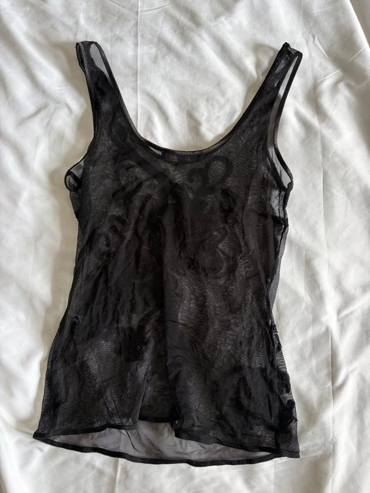 Vintage 1990s black mesh sequin vest top