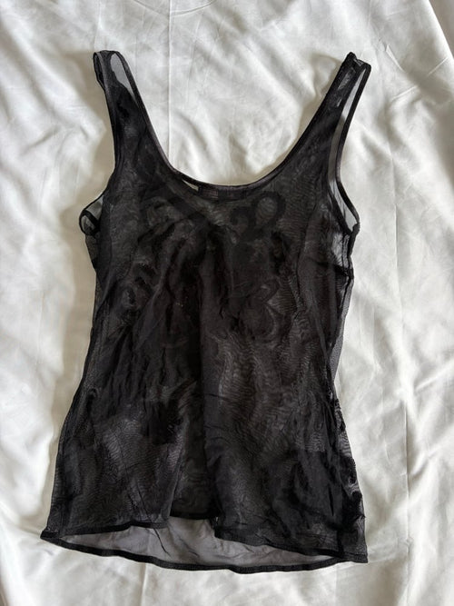 Vintage 1990s black mesh sequin vest top