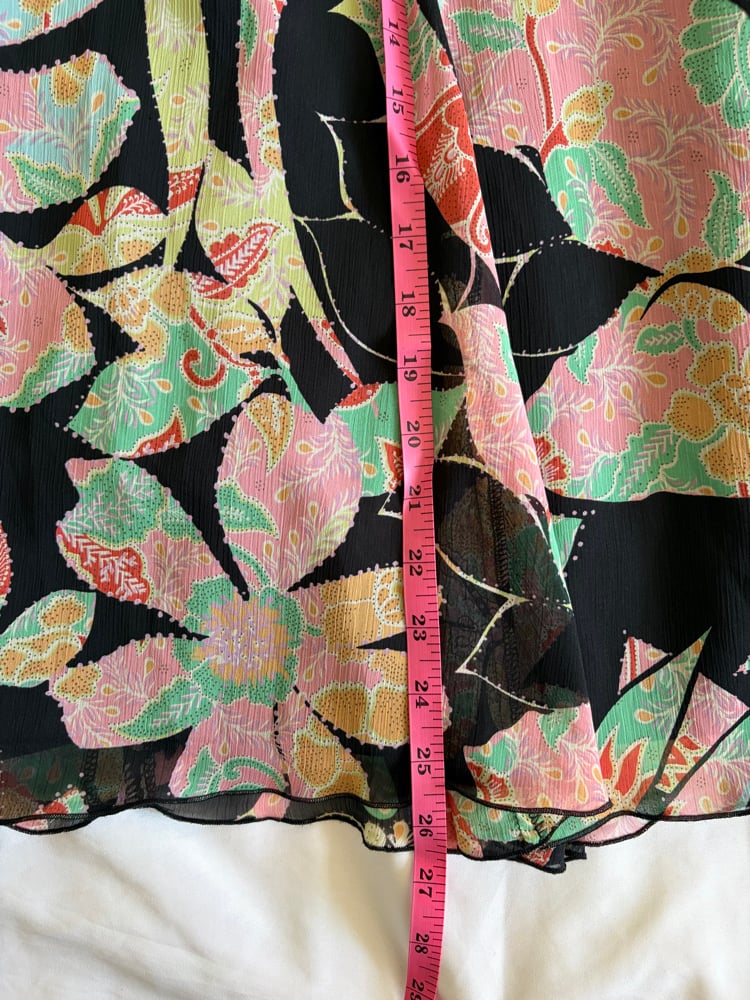 Vintage 1990s black midi floaty fairy floral midi skirt