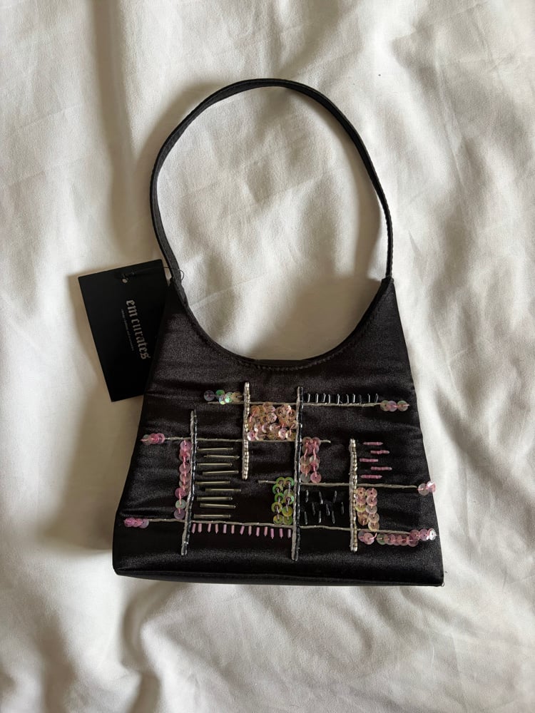 Vintage 1990s black sequin and beaded evening bag