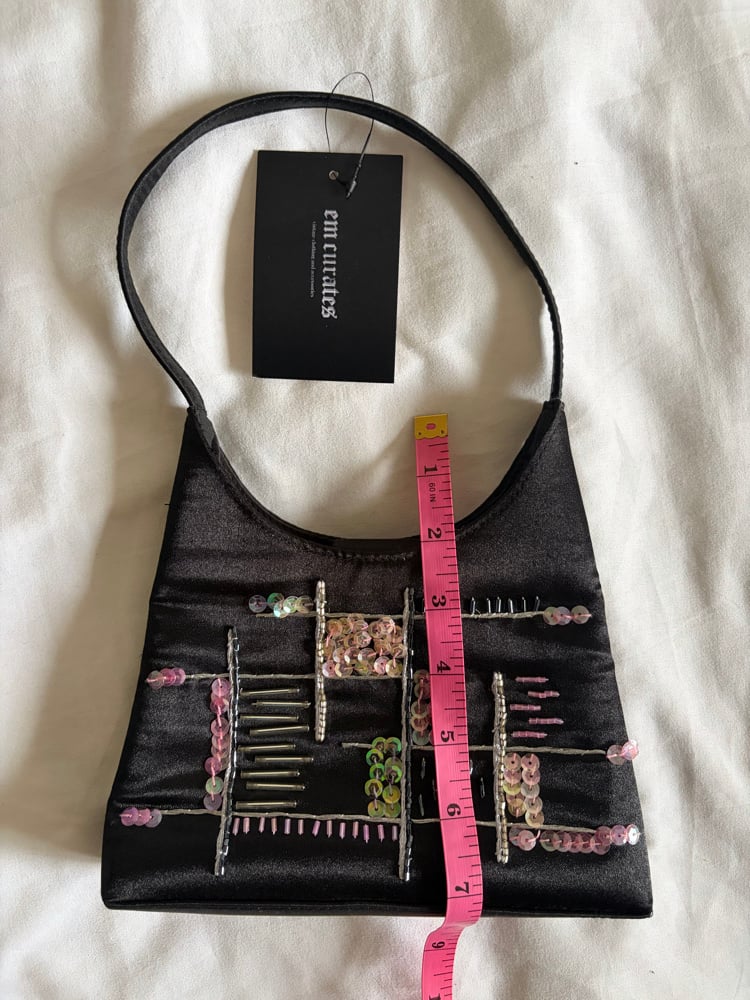 Vintage 1990s black sequin and beaded evening bag