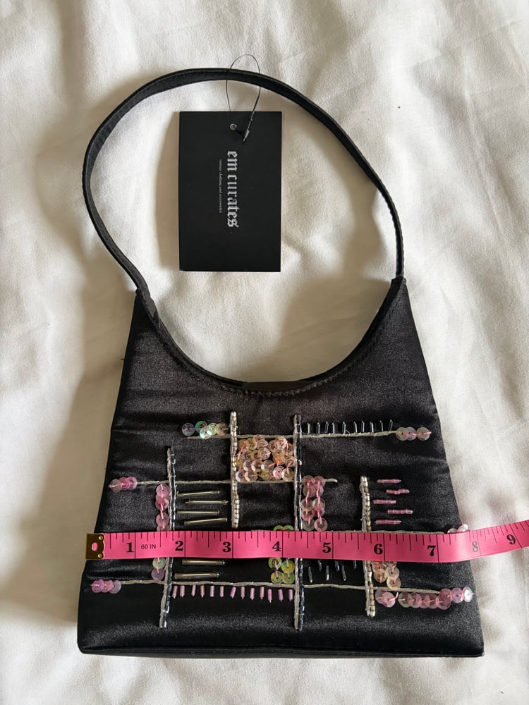 Vintage 1990s black sequin and beaded evening bag