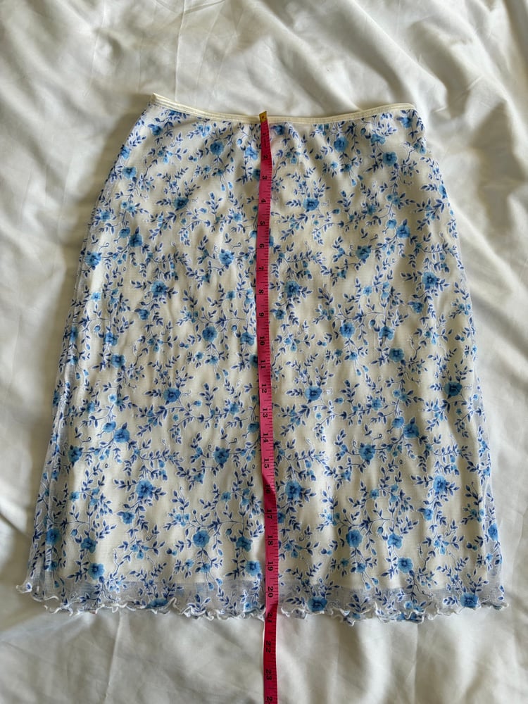 Vintage 1990s blue and white floral ditsy midi skirt