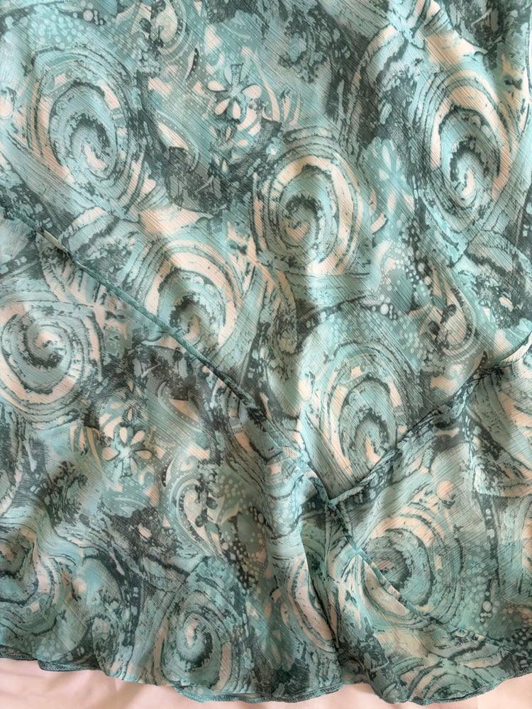 Vintage 1990s blue paisley midi skirt with floaty hem