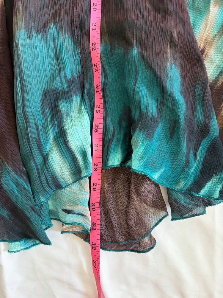 Vintage 1990s brown and teal grungy tie dye mermaid hem maxi skirt 