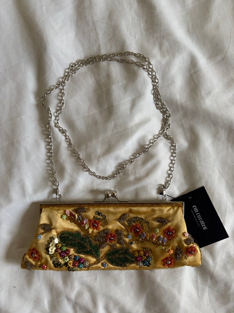 Vintage 1990s Champagne beaded and sequin bag