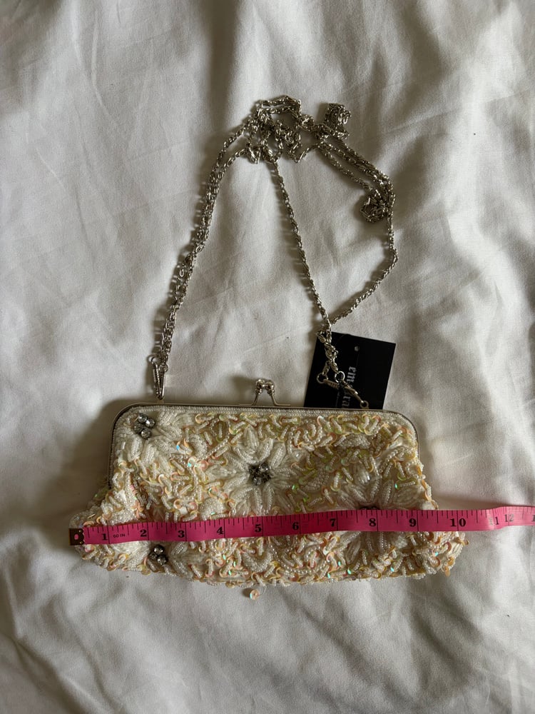 Vintage 1990s cream beaded and sequin bag