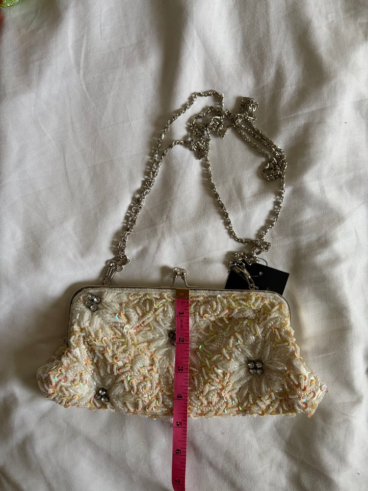 Vintage 1990s cream beaded and sequin bag