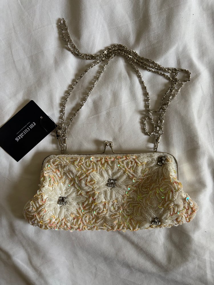 Vintage 1990s cream beaded and sequin bag