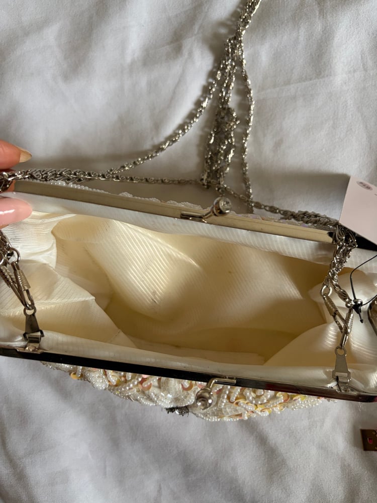 Vintage 1990s cream beaded and sequin bag