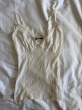 Vintage 1990s cream knit cami with ruffle lace bust detailing
