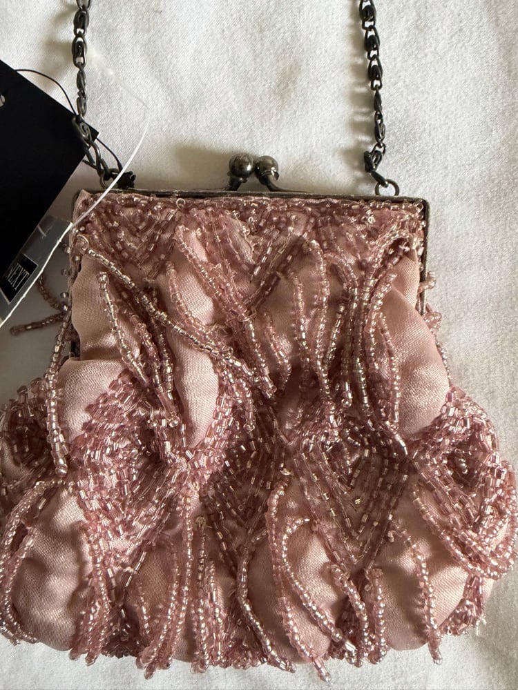 Vintage 1990s dusty pink mauve beaded coin purse bnwt deadstock