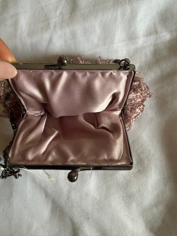 Vintage 1990s dusty pink mauve beaded coin purse bnwt deadstock