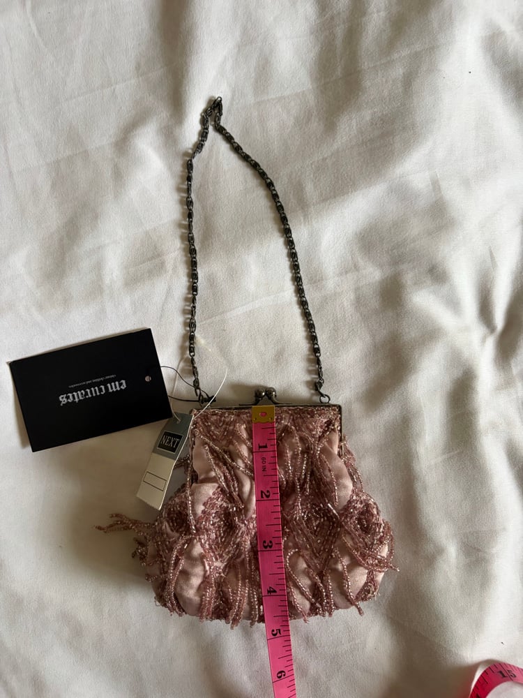 Vintage 1990s dusty pink mauve beaded coin purse bnwt deadstock