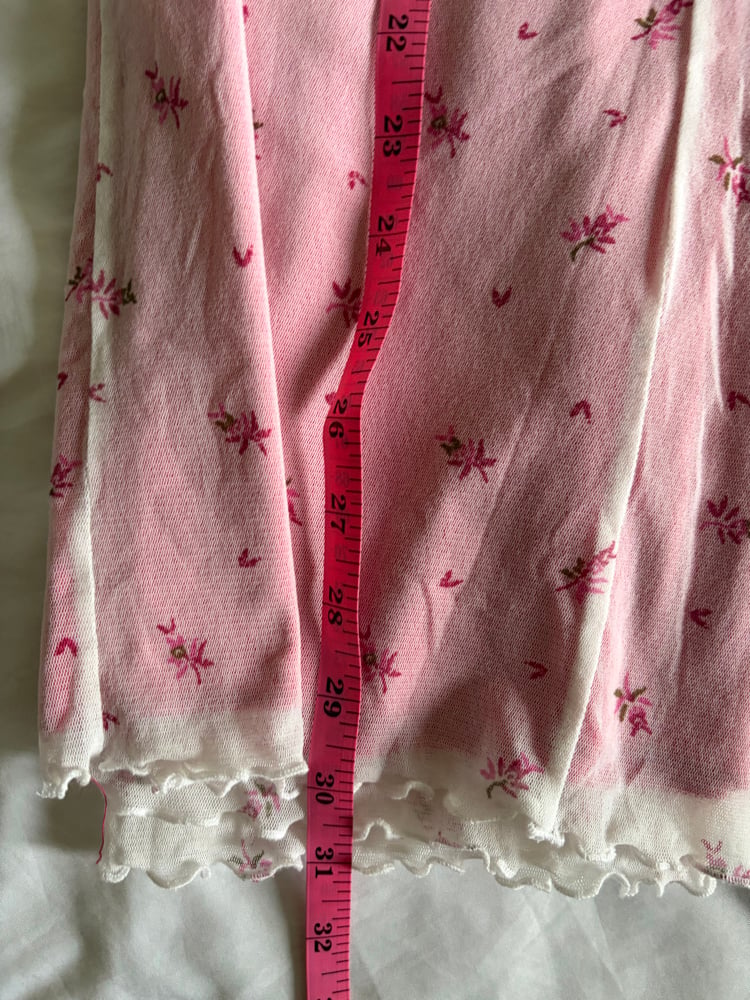 Vintage 1990s floral mesh milkmaid style dress with pink underlay