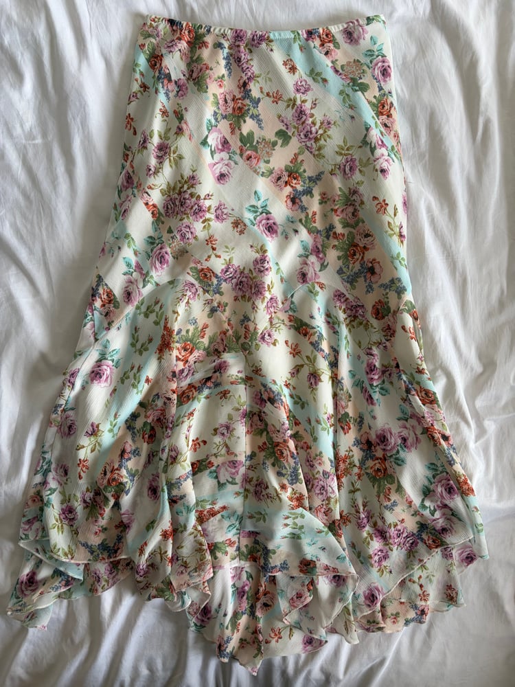 Vintage 1990s floral midi mermaid hem skirt