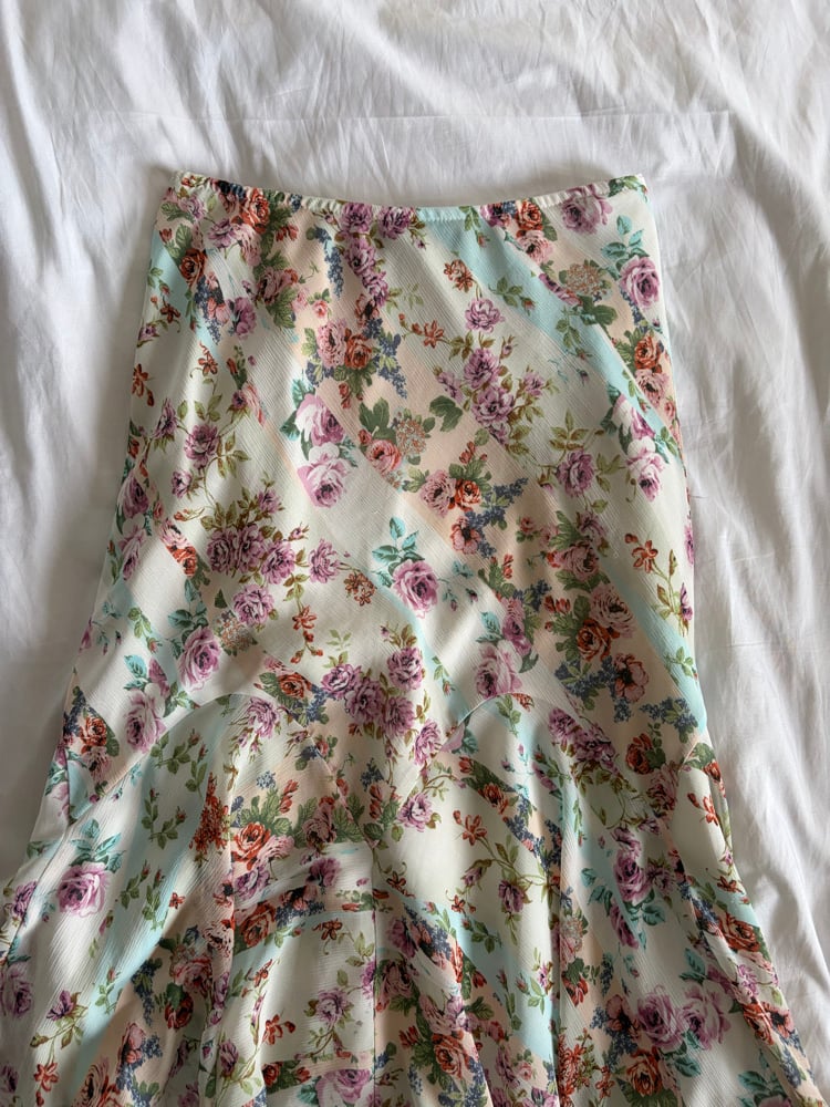 Vintage 1990s floral midi mermaid hem skirt