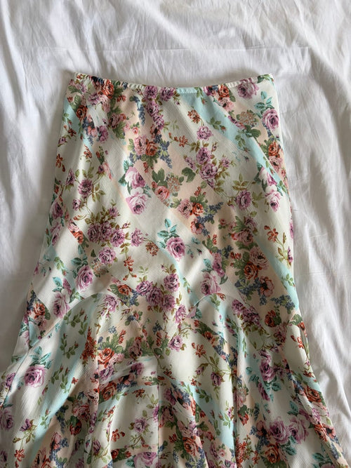 Vintage 1990s floral midi mermaid hem skirt
