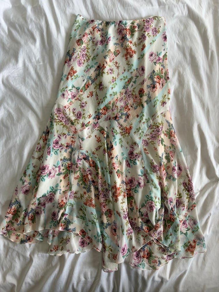 Vintage 1990s floral midi mermaid hem skirt