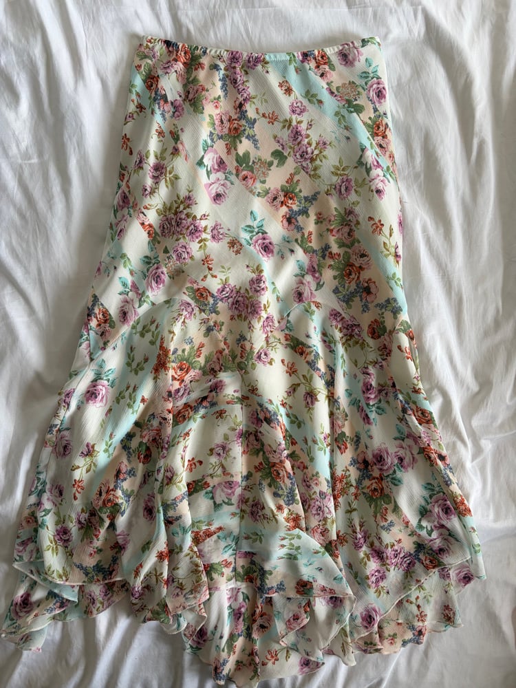 Vintage 1990s floral midi mermaid hem skirt