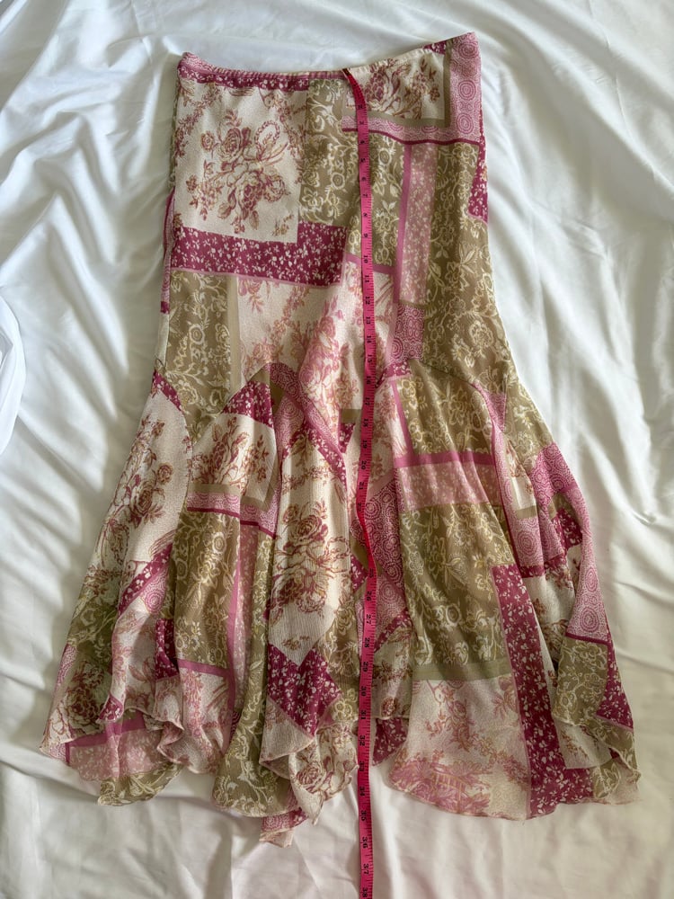 Vintage 1990s pink and green floral mermaid hem maxi skirt 
