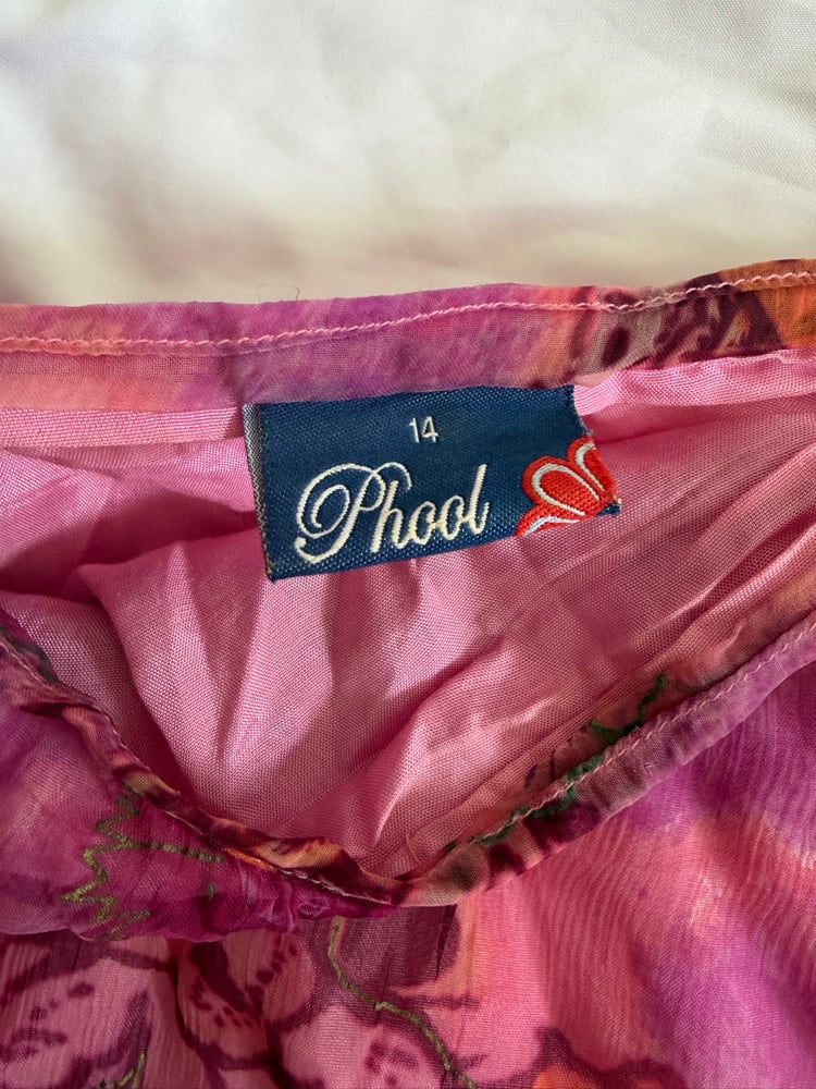 Vintage 1990s pink and purple floral abstract fairy maxi skirt 