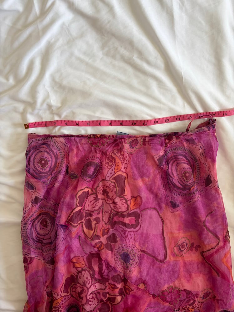 Vintage 1990s pink and purple floral abstract fairy maxi skirt 